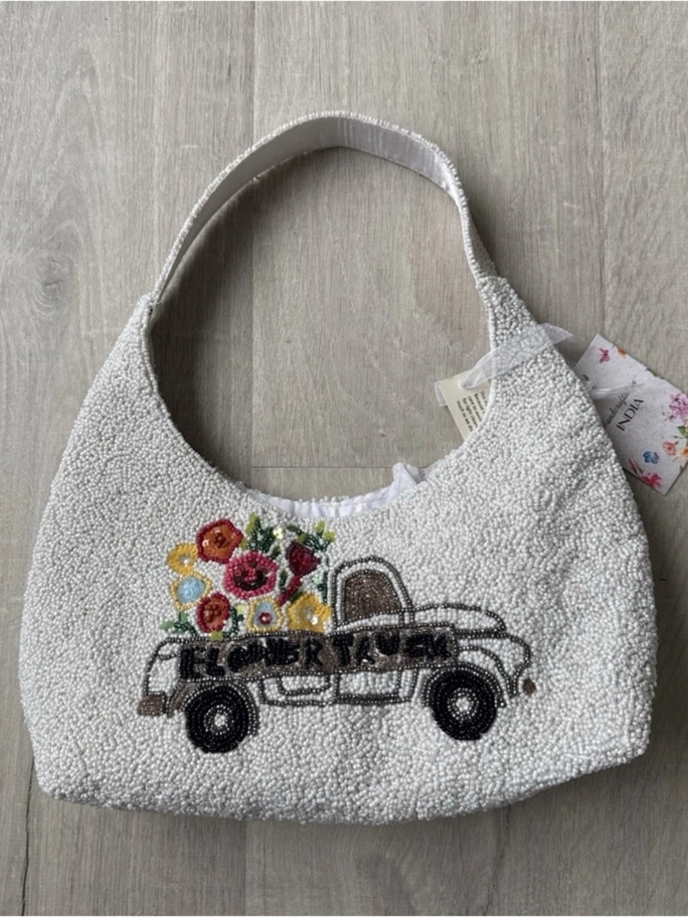 From India To You Farmers Market Beaded Flower Truck  Butterfly Bag NWT TikTok
